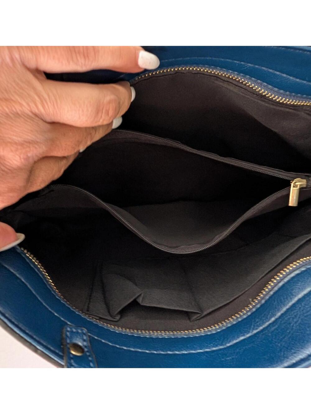 Shoulder Bag Top Handle Many Pockets Blue - Picture 5 of 7